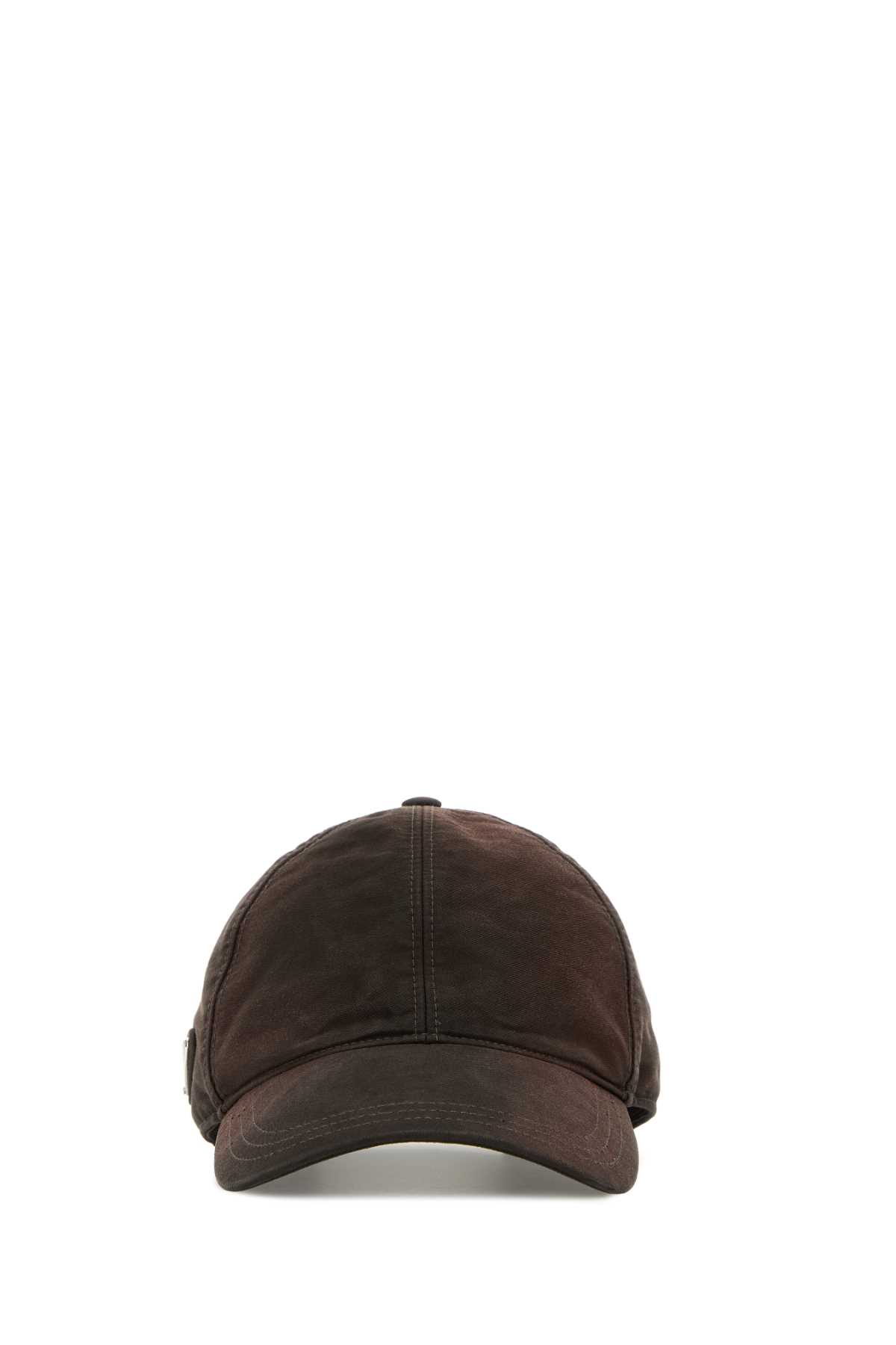 Prada Baseball Cap Cotton Curved Brim In Brown
