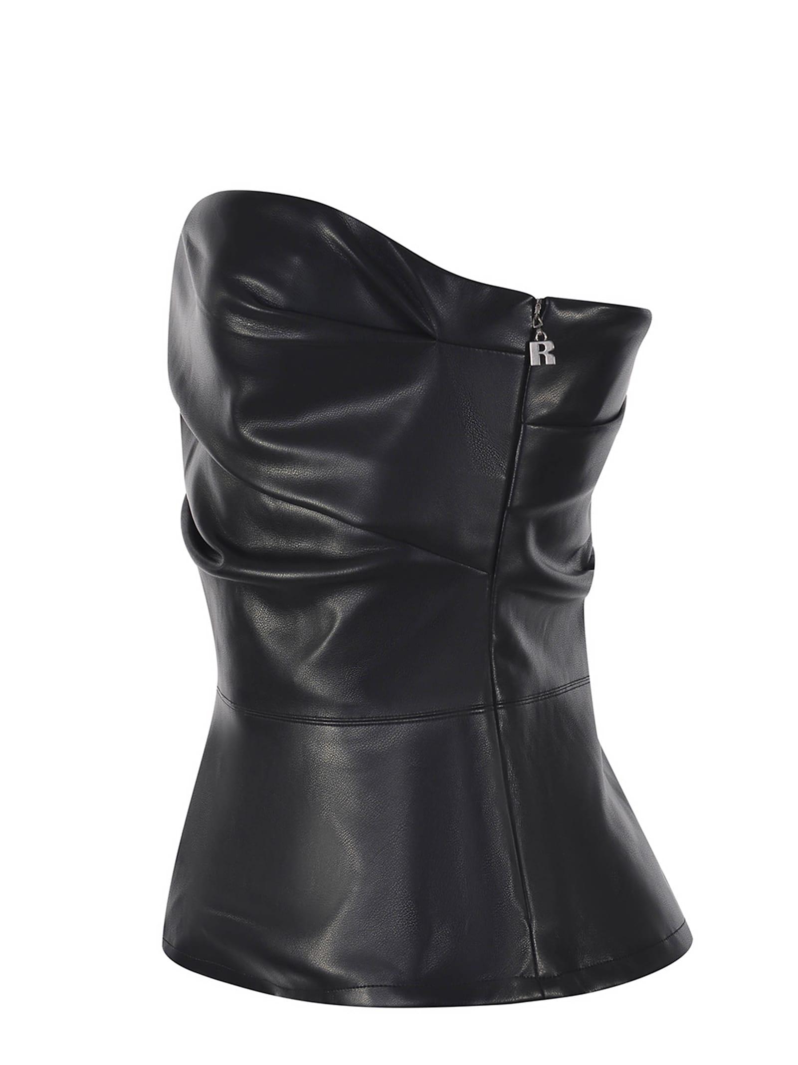 Rotate Birger Christensen Faux Leather Strapless Top In Black