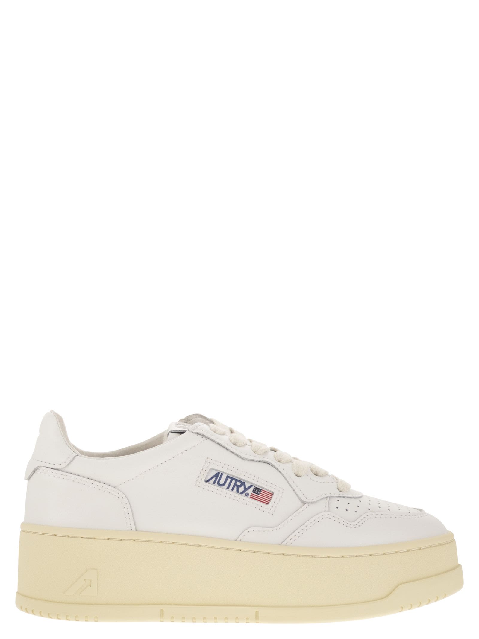 Shop Autry Medalist Platform - Leather Trainers In White