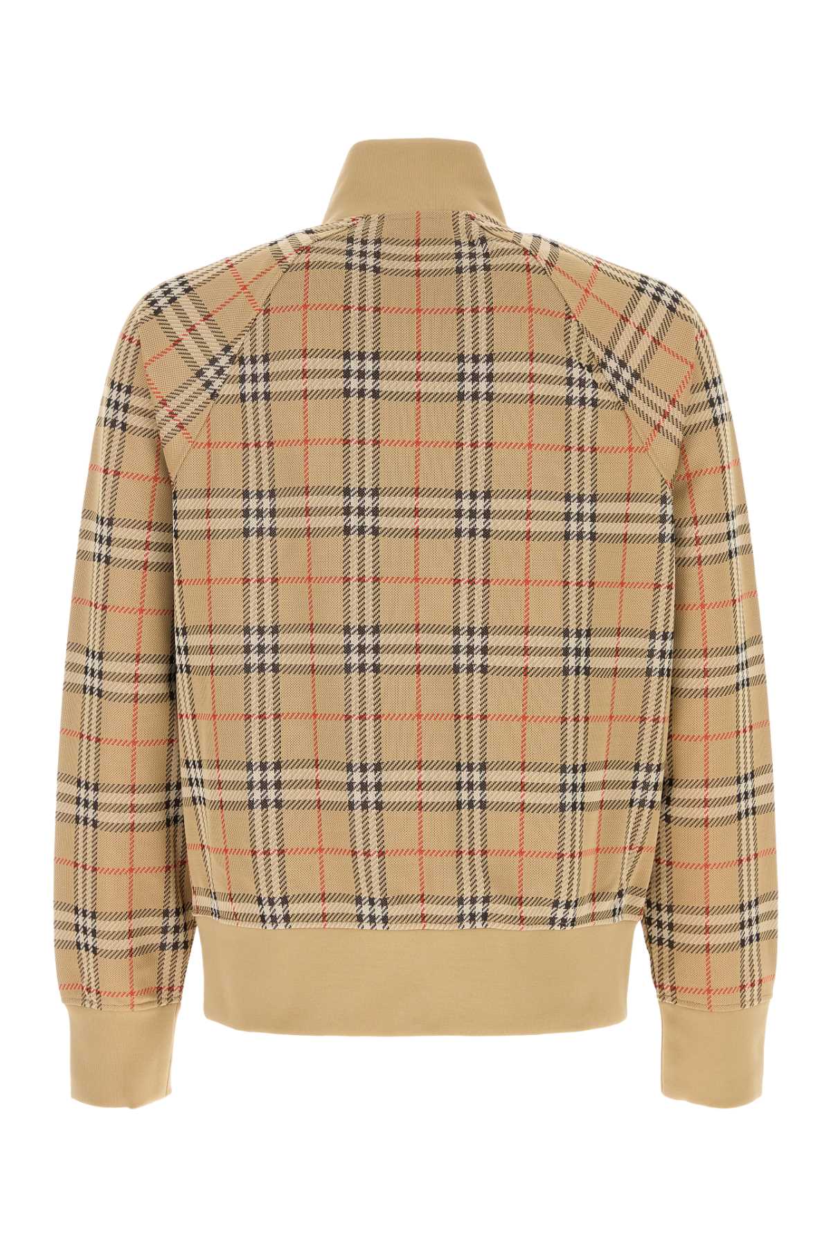 Burberry Beige Sweatshirt With Check Motif In Jacquard In Neutral
