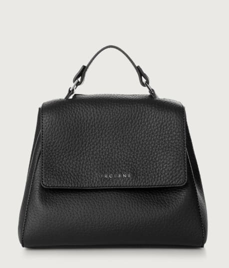 Orciani Medium Textured Leather Shoulder Bag In Black