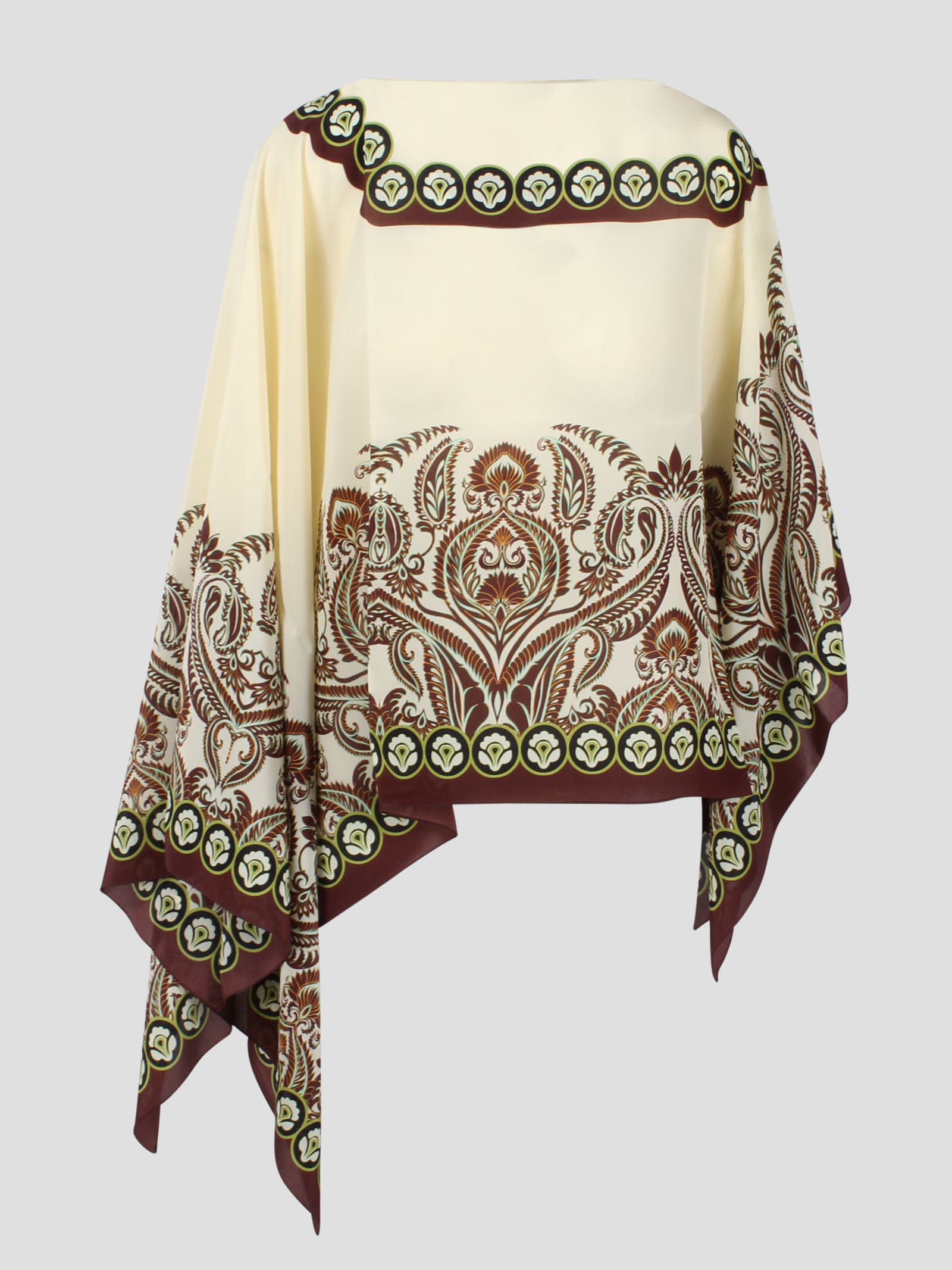 Shop Etro Printed Silk Poncho In Fantasia