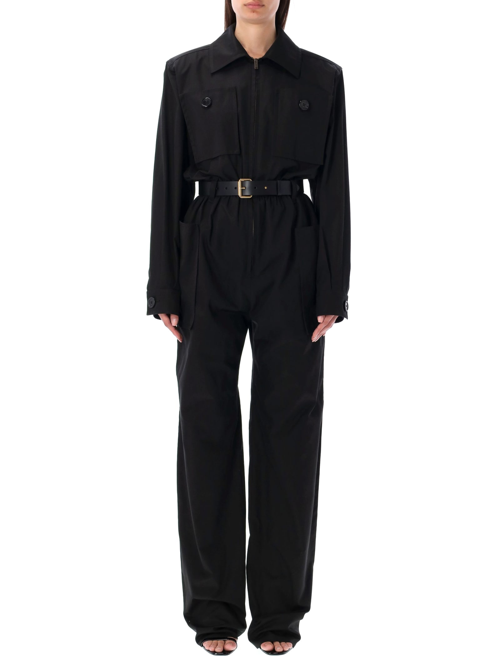 Shop Saint Laurent Combinasion Newness Jumpsuit In Black