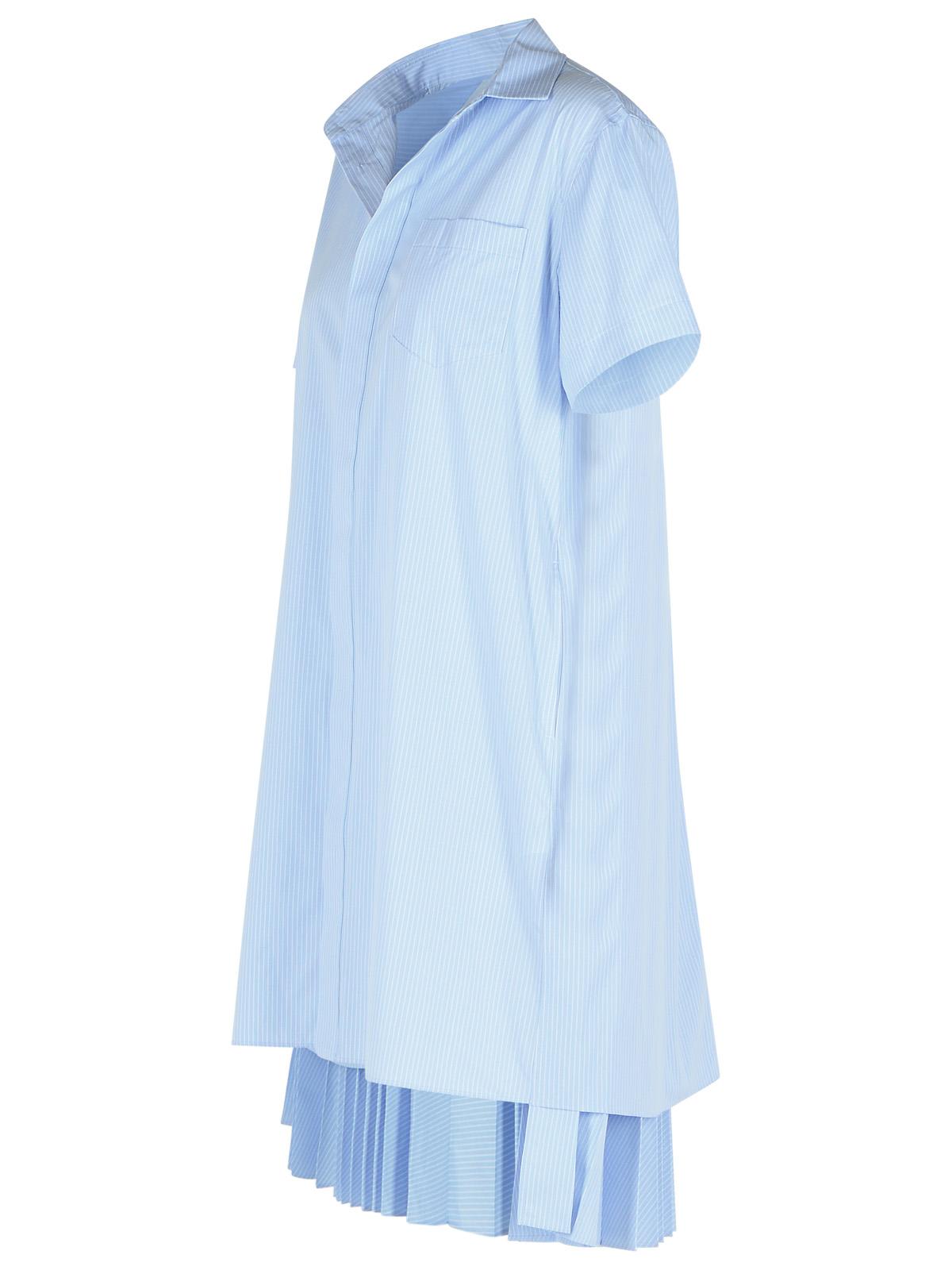 Sacai Blue Cotton Poplin Minidress In Light Blue
