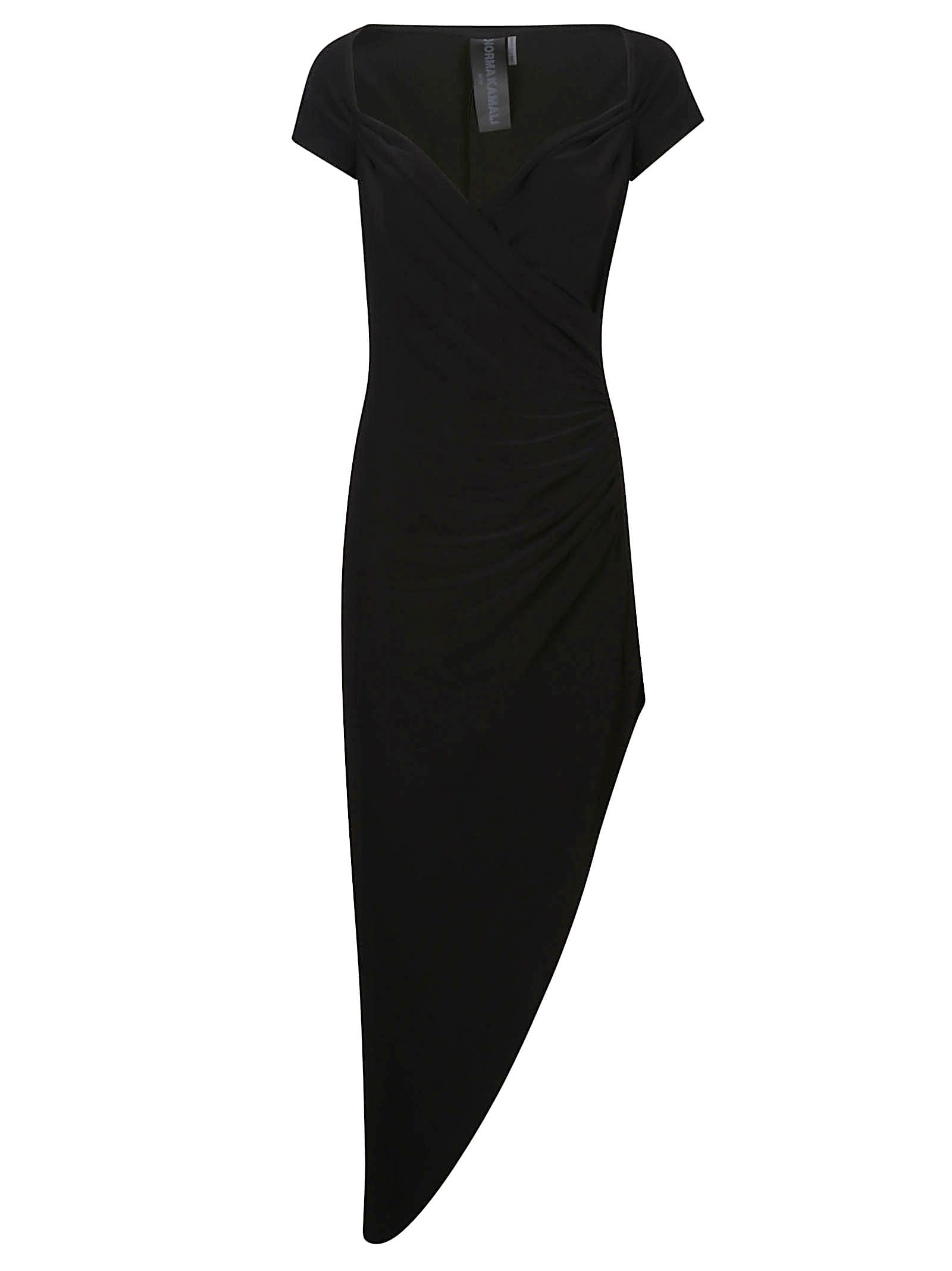 Shop Norma Kamali Cap Sleeve Sweetheart Side Drape Dress In Black