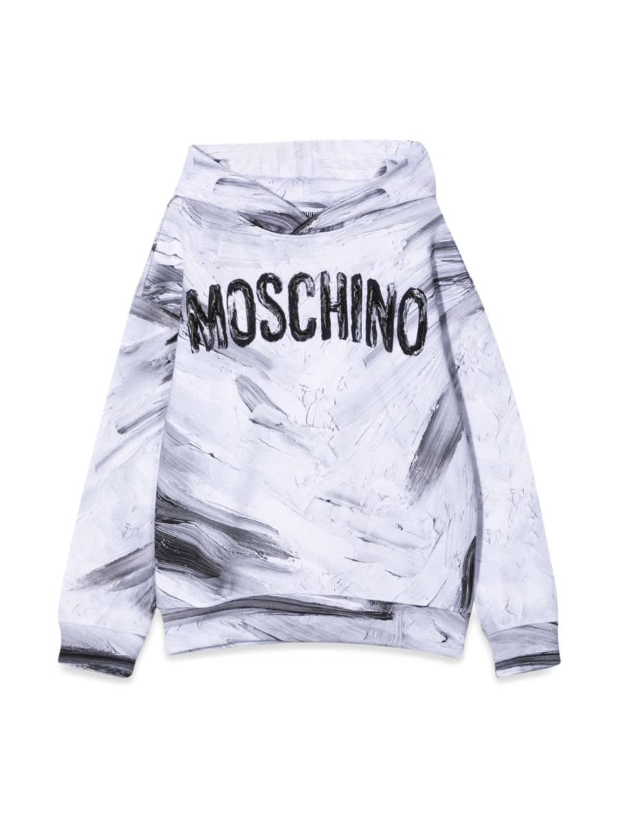 Moschino Felpa In Cotone Con Cappuccio In White