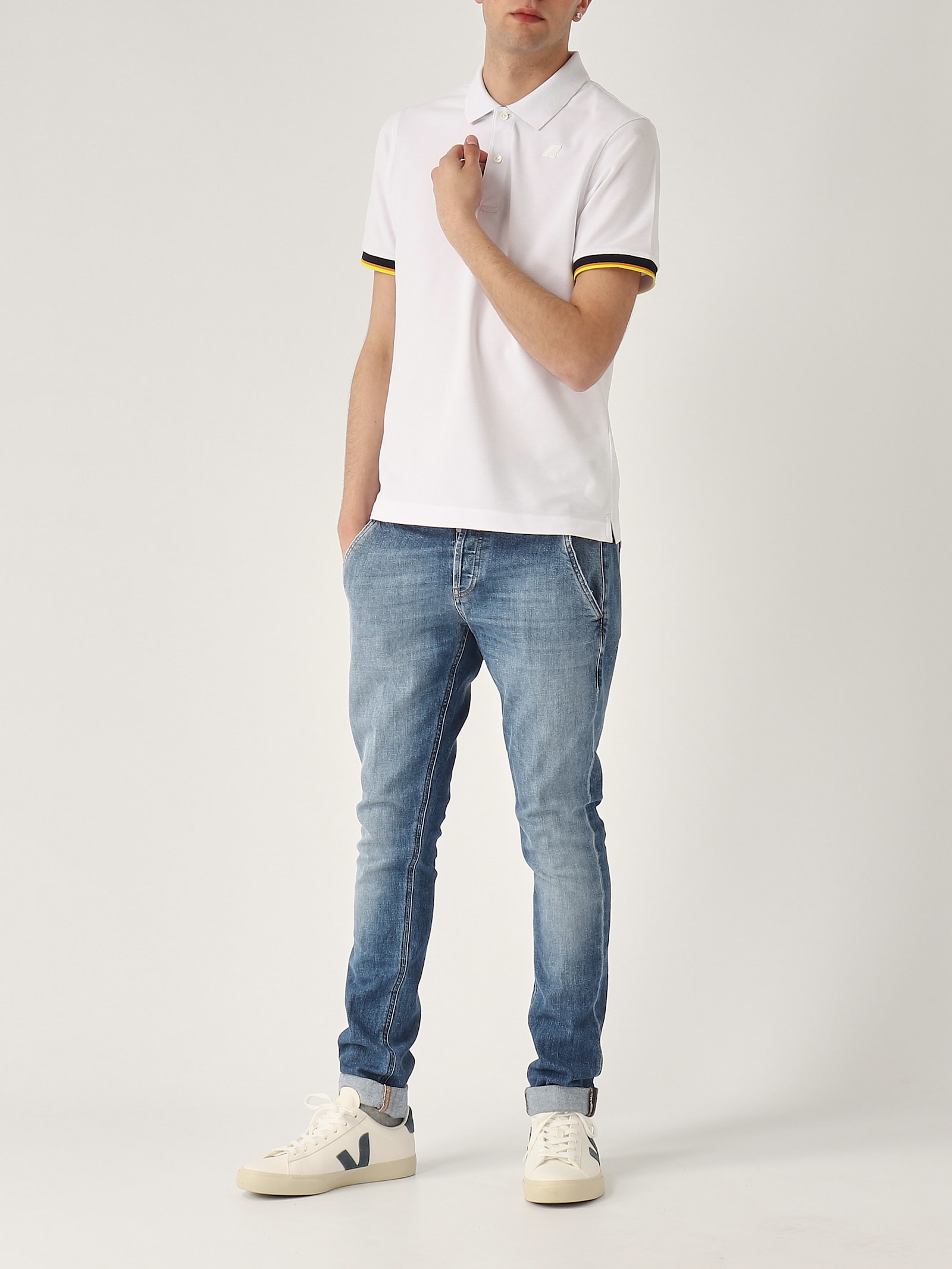 K-way Vincent Pique Sottocollo In Contrasto Polo In Yellow