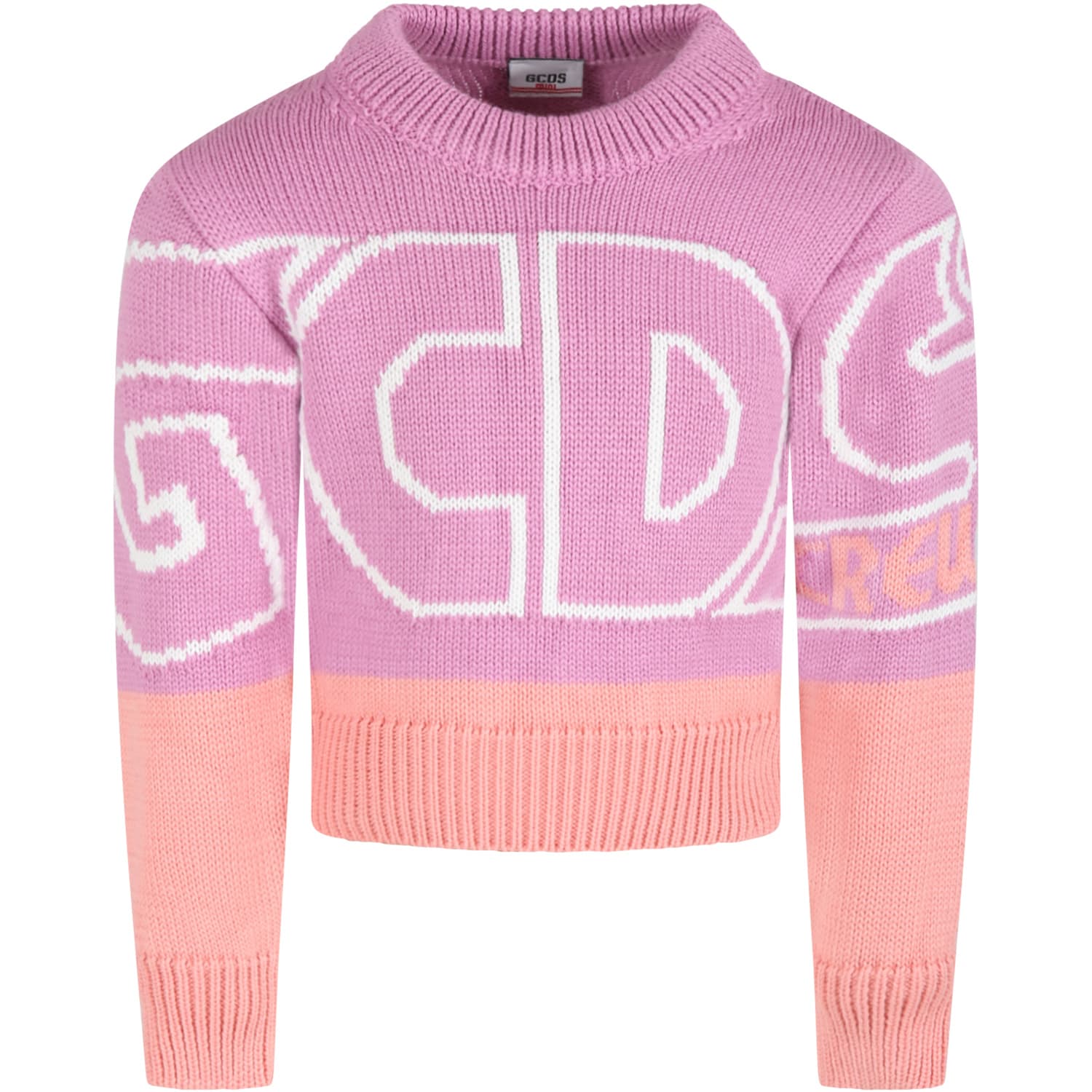 GCDS MINI LILAC SWEATER FOR GIRL WITH WHITE LOGO,028668 071