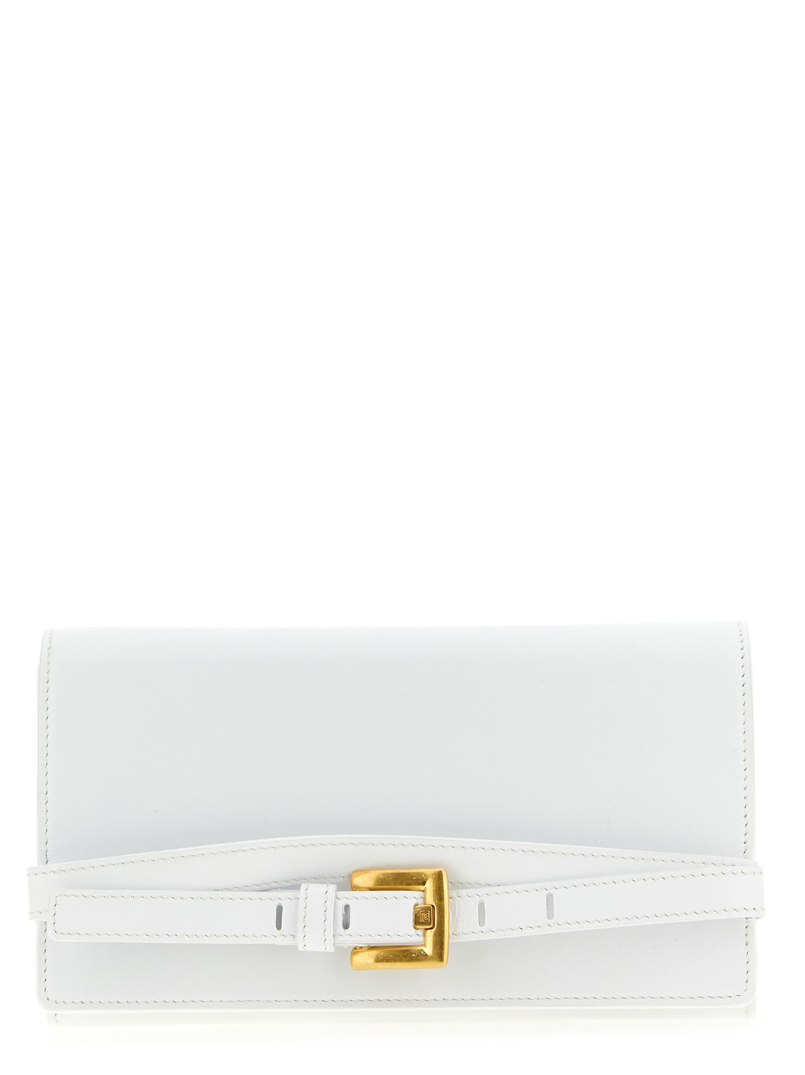 Balmain Shuffle Wallet Chain Strap Buckle Detail In White