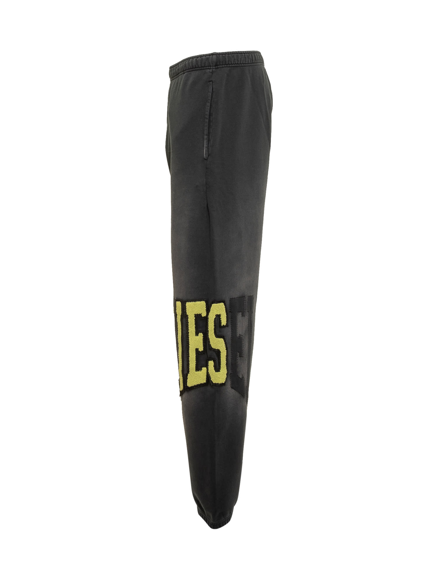 Shop Diesel Pants With Shaded Effect And Logo In Nero