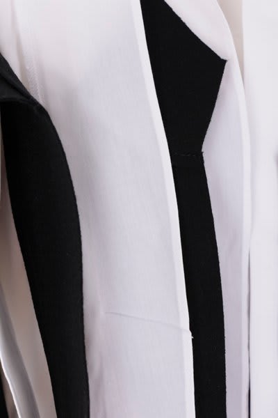 Shop Sacai Curved Hem Poplin Shirt In Off White�black