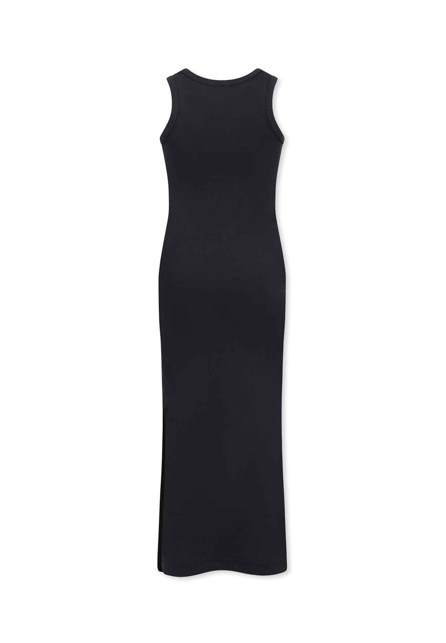Msgm Black Dress For Girl With Logo In Black