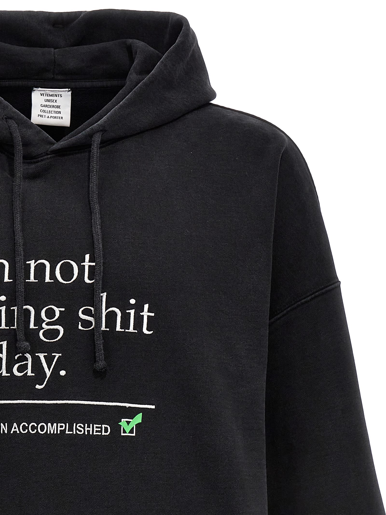 Shop Vetements Not Doing Shit Today Hoodie In Washed Black