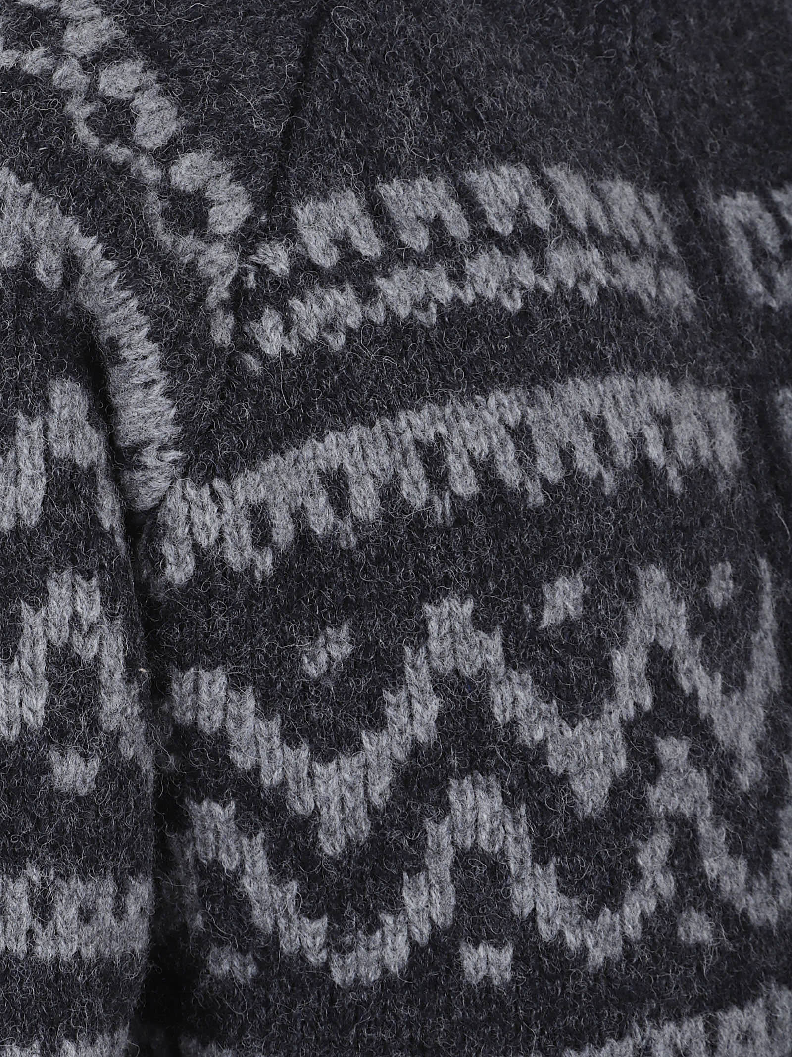 C.p. Company Graphic Patterned Wool Cardigan With High Collar In Black