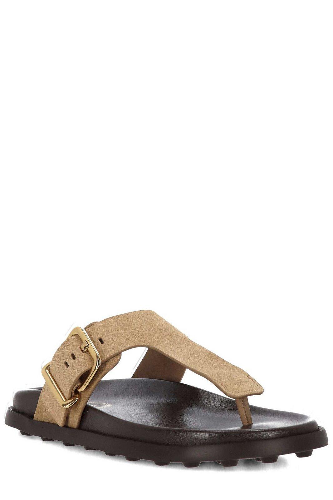 Shop Tod's Buckle Detailed Thong Sandals