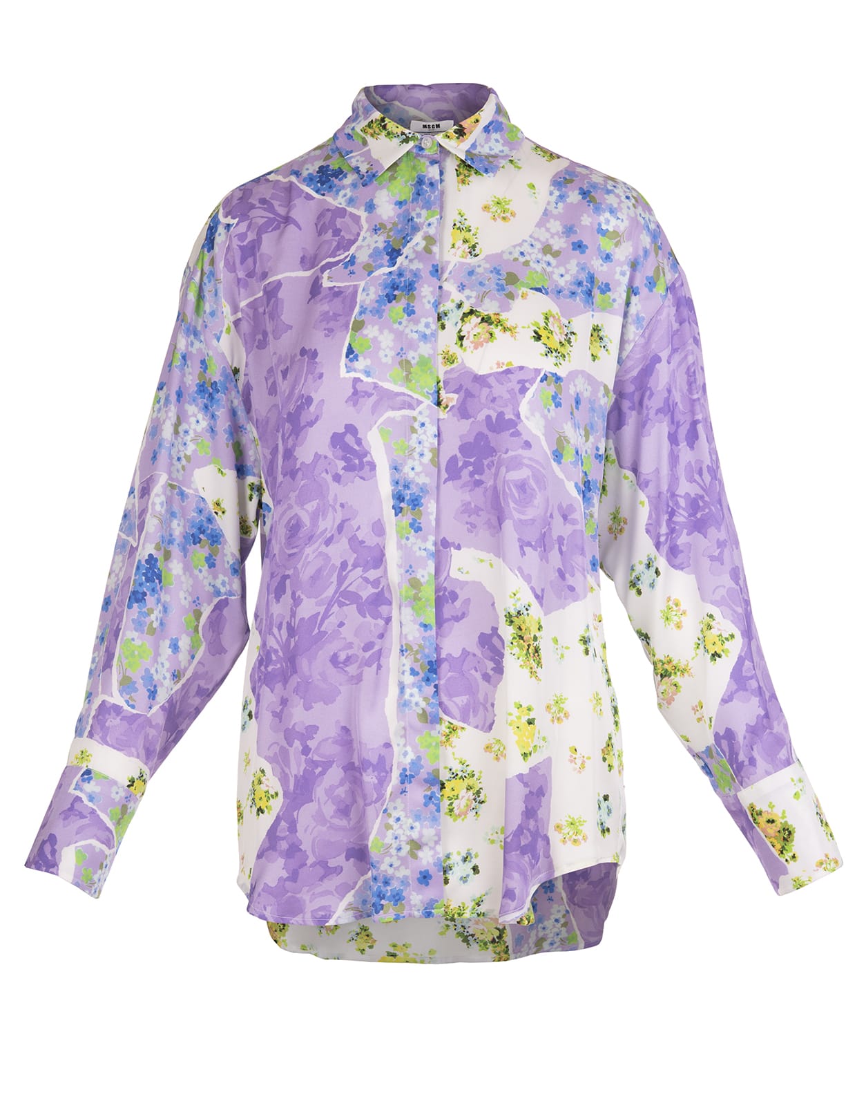 MSGM Woman Oversize Lilac Floral Shirt