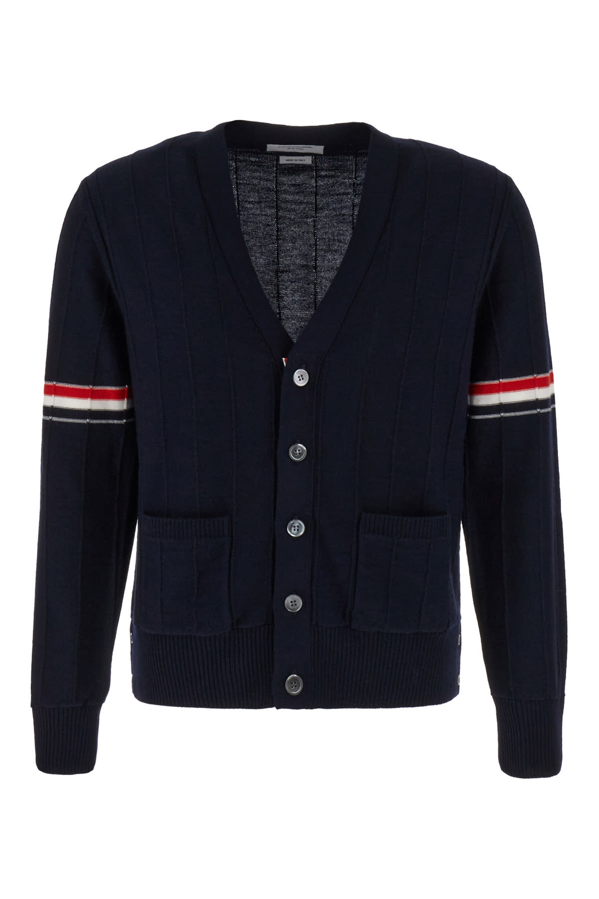 Thom Browne Midnight Blue Wool Cardigan In Navy