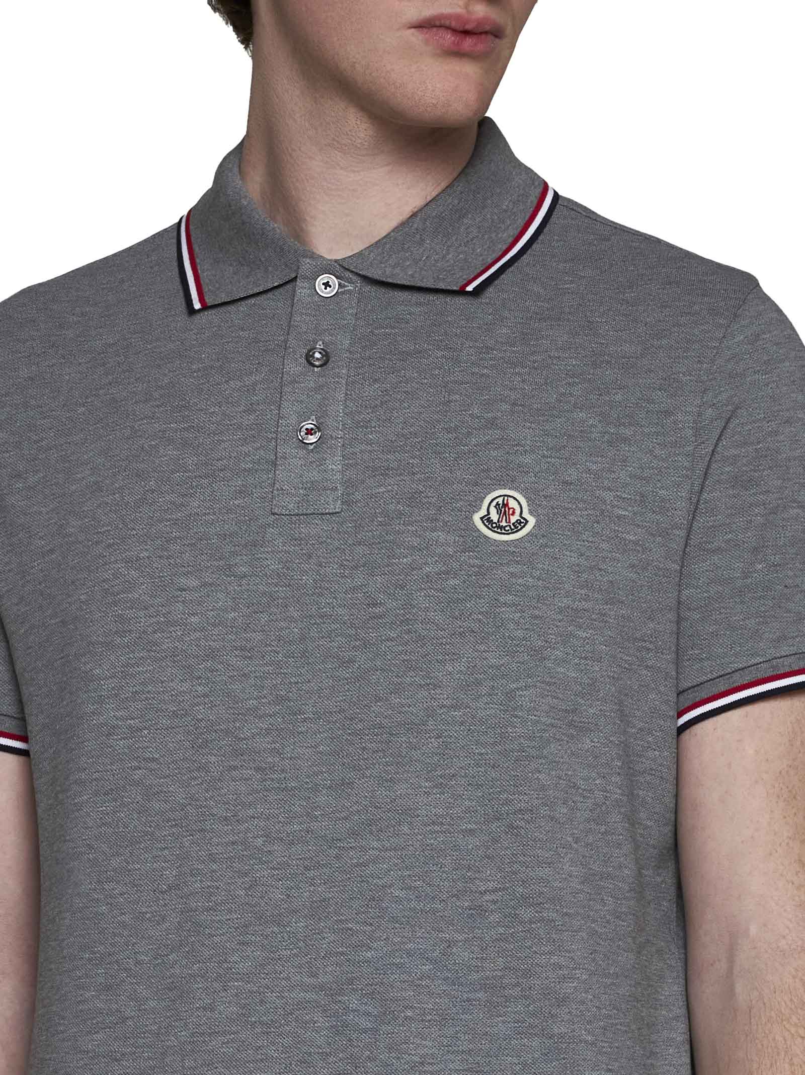 Shop Moncler Polo Shirt In Grey