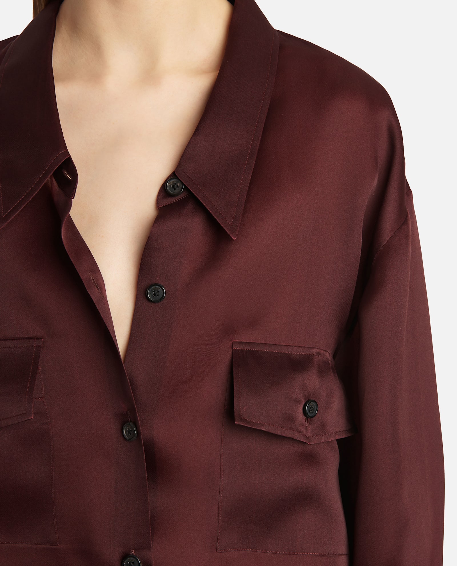 Khaite Matteo Organza Shirt In Burgundy