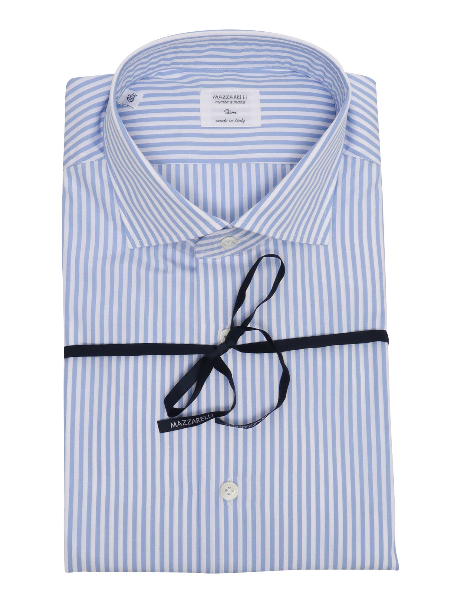 Shop Mazzarelli Slim Fit Striped Shirt In Light Blue