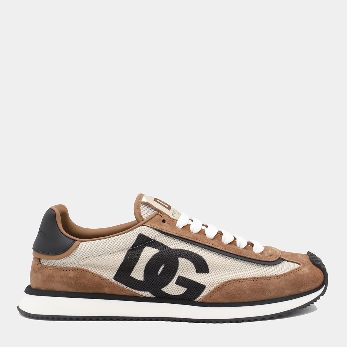 Shop Dolce & Gabbana Brown And Beige Leather Sneakers