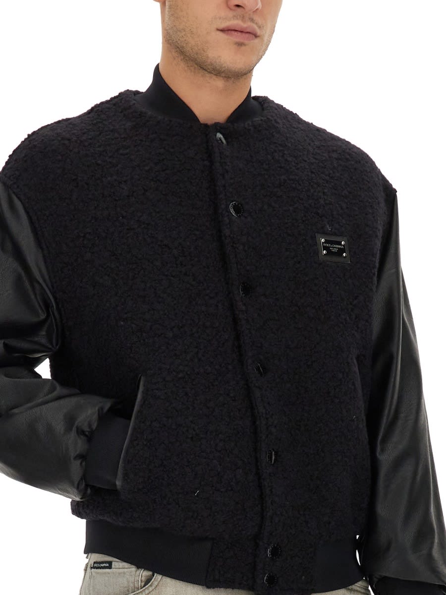 Shop Dolce & Gabbana Bouclé Wool Jacket In Black