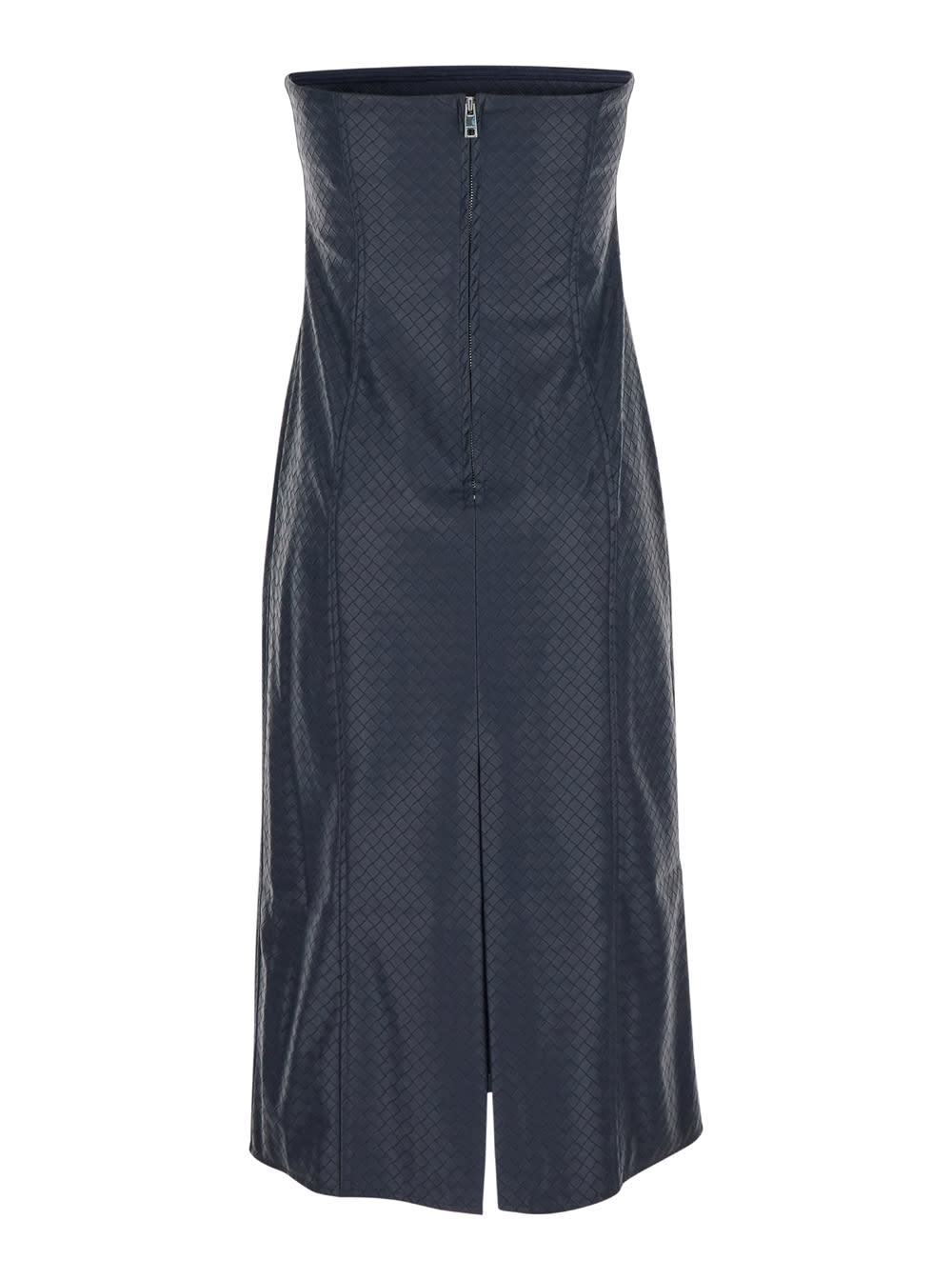 Shop Rotate Birger Christensen Blue Midi Bustier Dress In Braided Eco Leather Woman