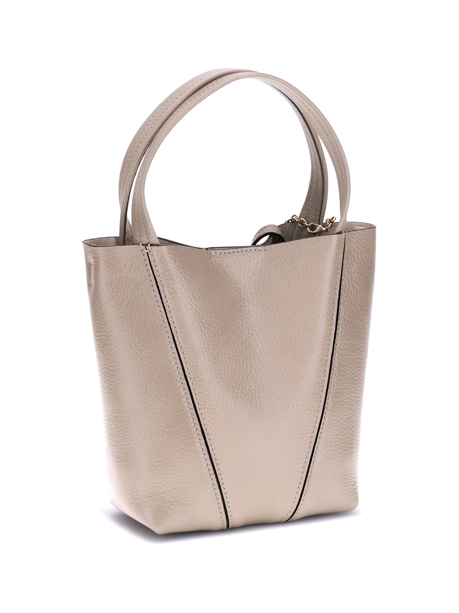 Chloé Spin Small Leather Tote Bag In Neutral