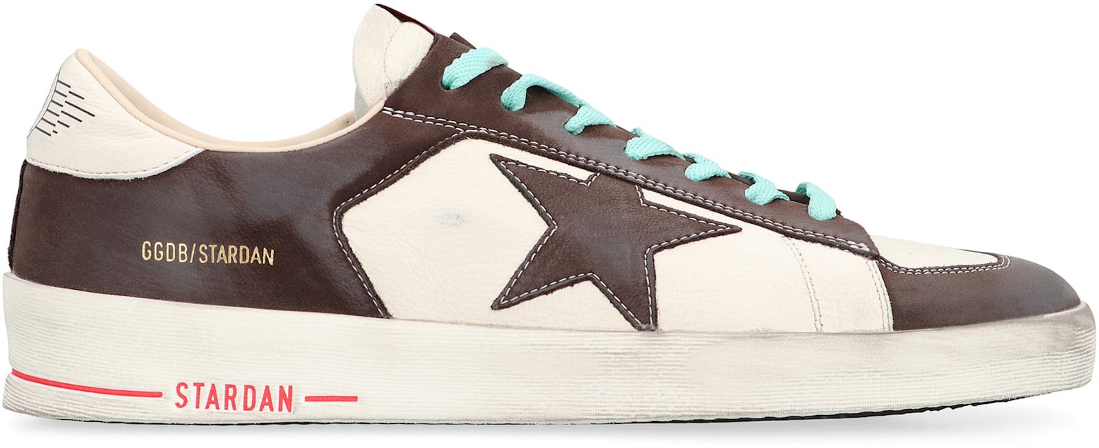 Golden Goose Distressed Leather Sneakers With Two-tone Star Patch In White