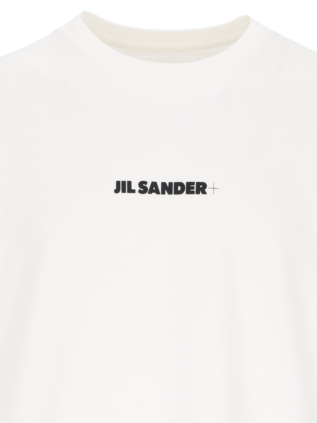 Jil Sander White T-shirt With Short Sleeves And Contrasting Logo Print In Cotton Man