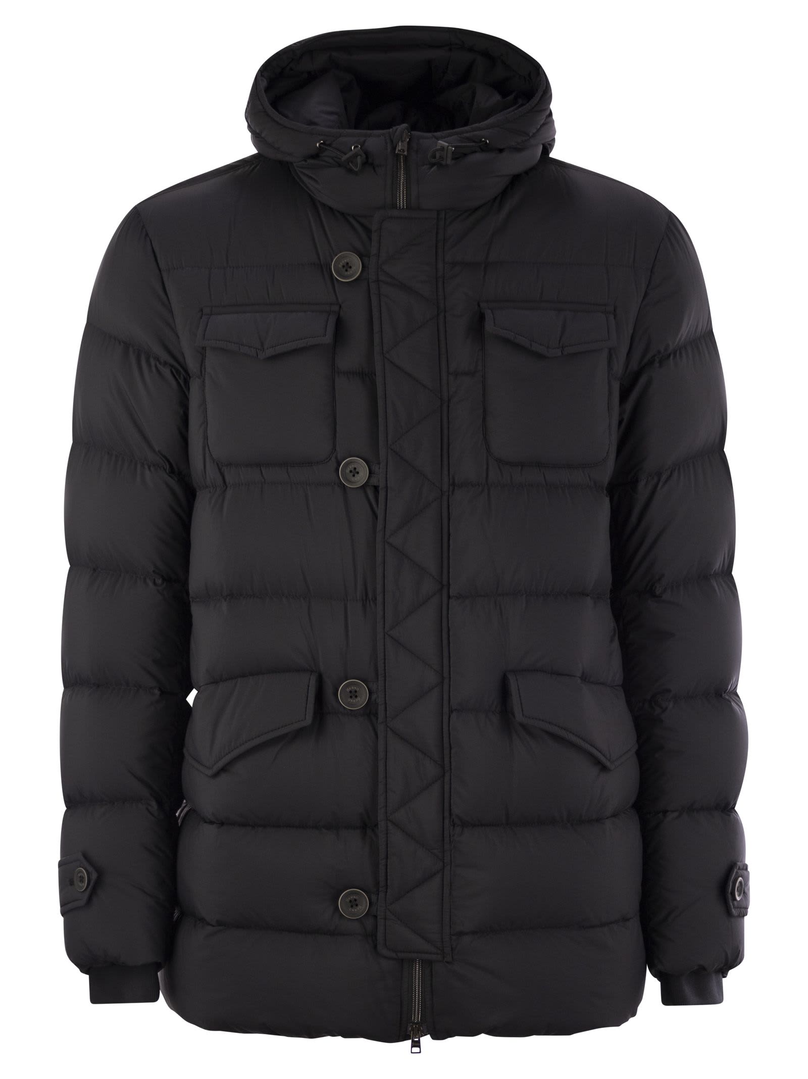 Shop Herno Eskimo - Hooded Down Jacket In Black