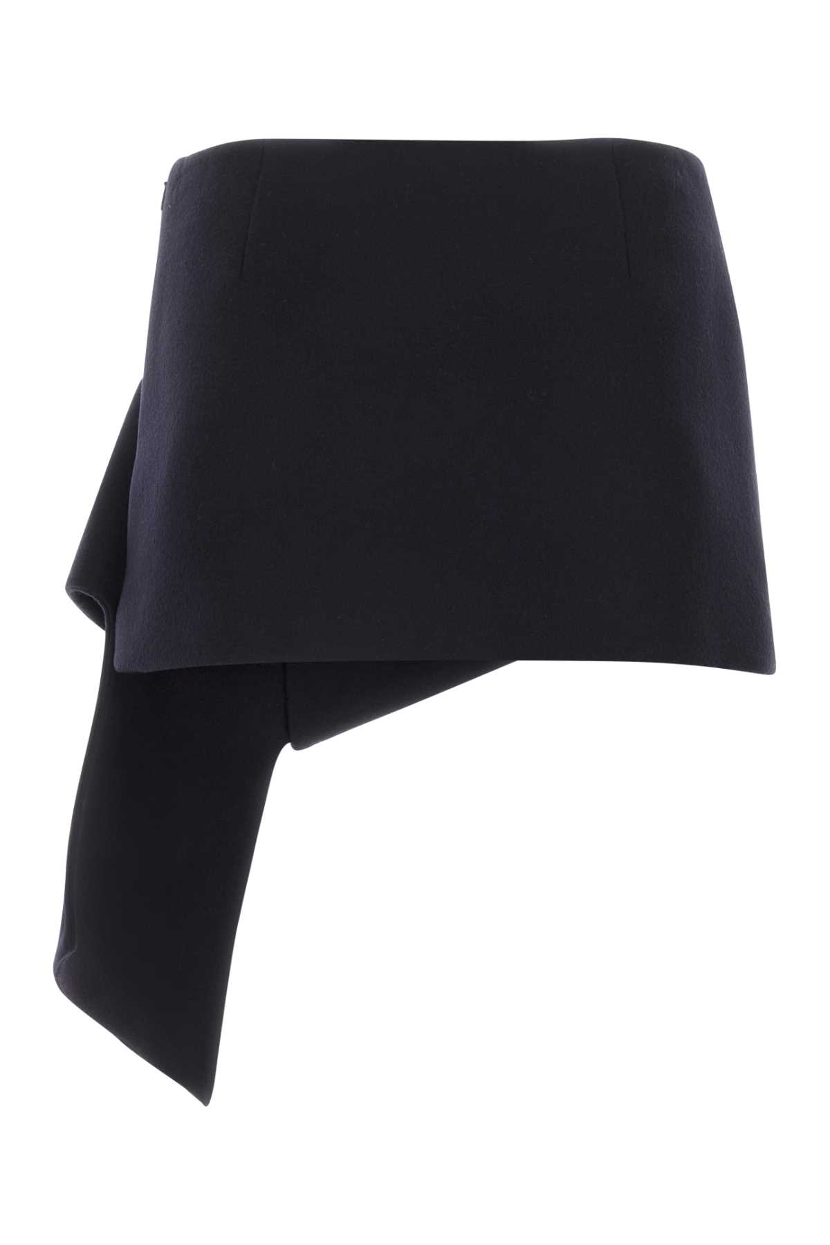 Shop Prada Midnight Blue Wool Blend Mini Skirt In Navy