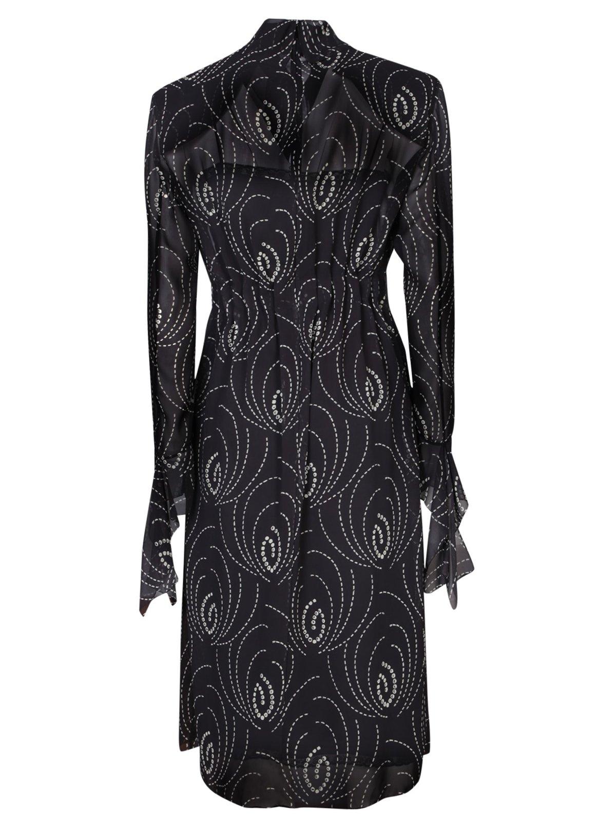 Shop Prada All-over Geometric Printed Midi Dress In Black