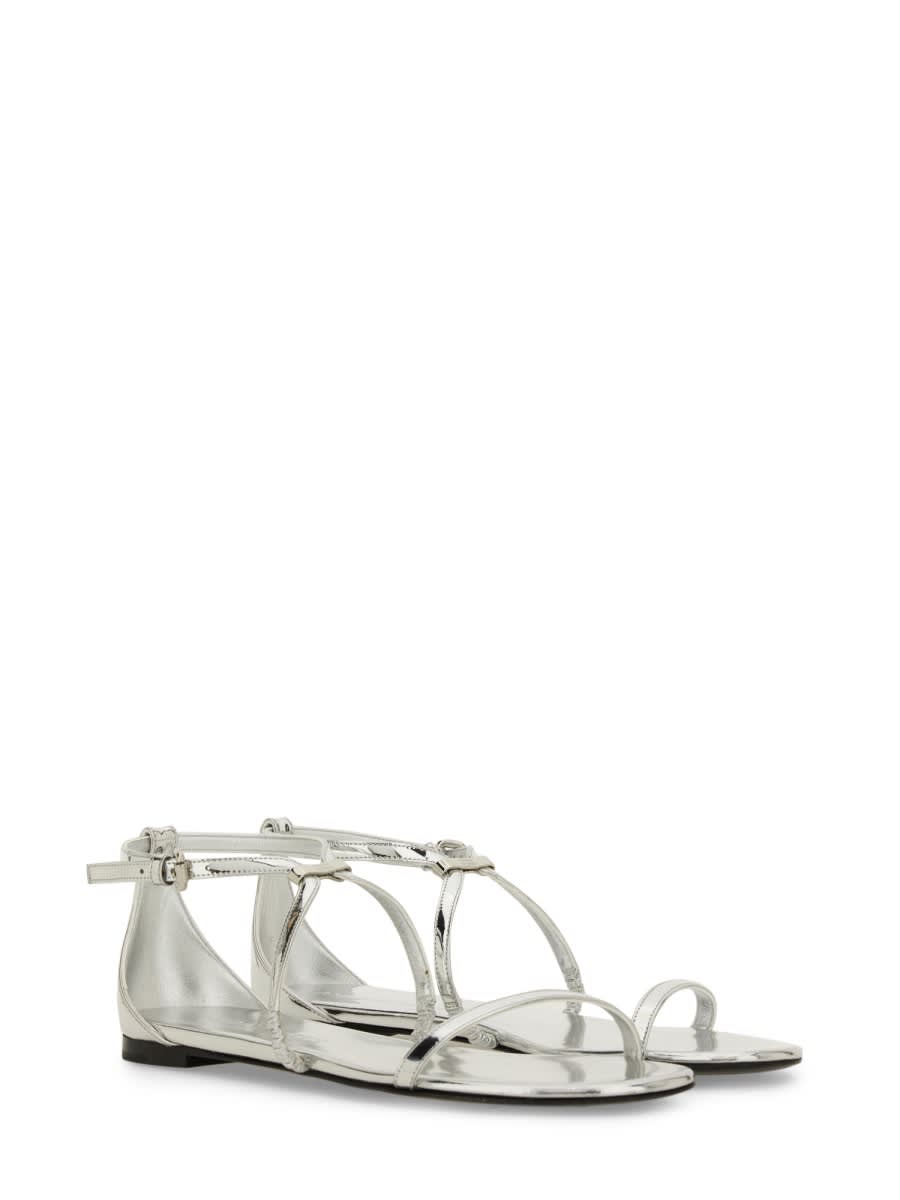 Shop Alexander Mcqueen Strappy Sandal In Silver