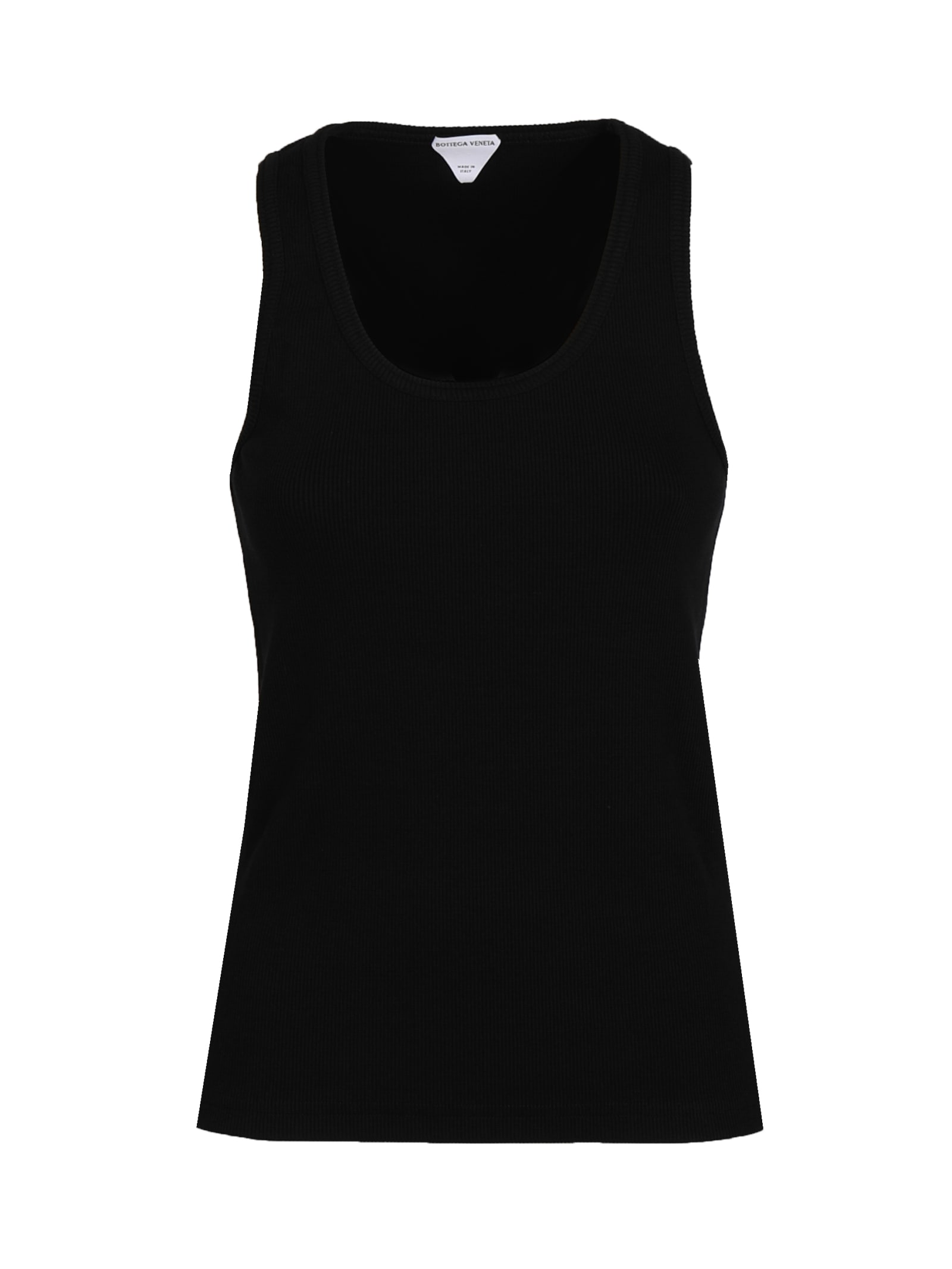 Bottega Veneta Dry Stretch Cotton Ribbed Tank Top In Black