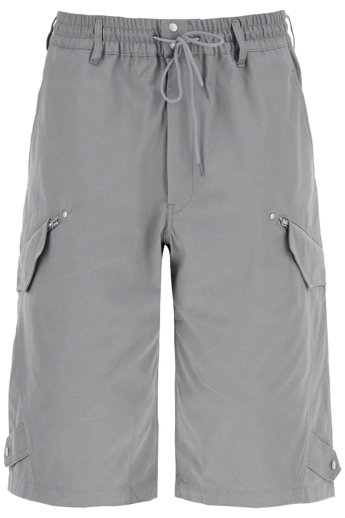 Shop Y-3 Canvas Multi-pocket Bermuda Shorts. In Chsogr (grey)