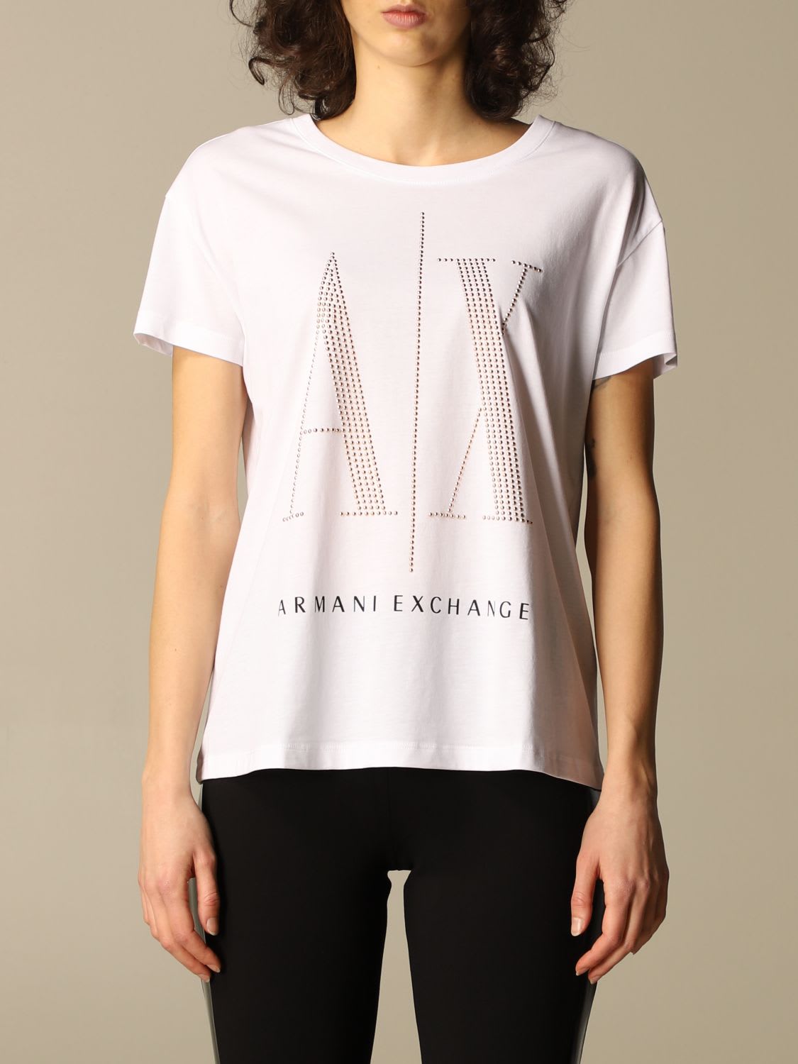 Armani Collezioni Armani Exchange T-shirt Half Sleeve Crew Neck Logo Studs