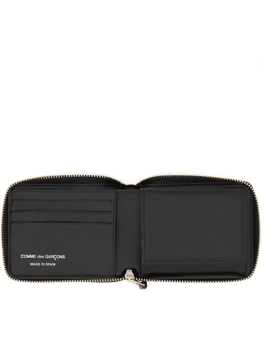 Shop Comme Des Garçons Silver Eyelet Line Wallet In Black