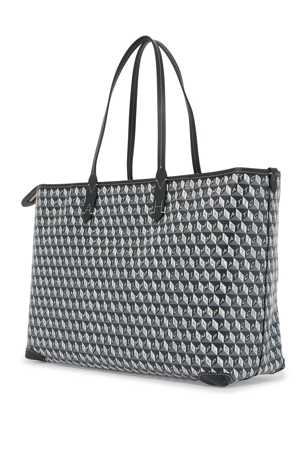 Shop Anya Hindmarch I Am A Plastic Bag Zipped Motif Tote Bag In Charcoal (grey)