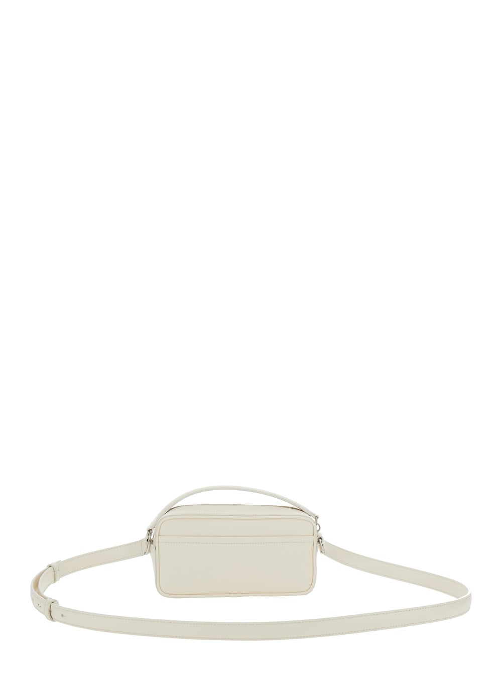 Jacquemus Le Baneto White Shoulder Bag With Logo Lettering On The Front And Adjustable Shoulder Strap In Leath In Lightivory
