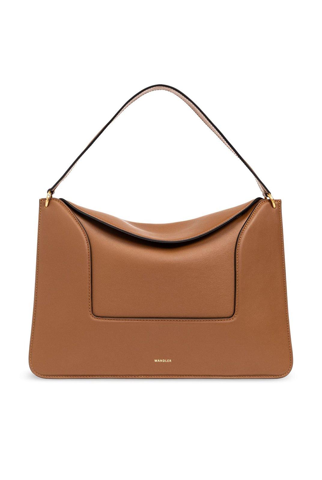 Shop Wandler Penelope Foldover Top Shoulder Bag In Brown