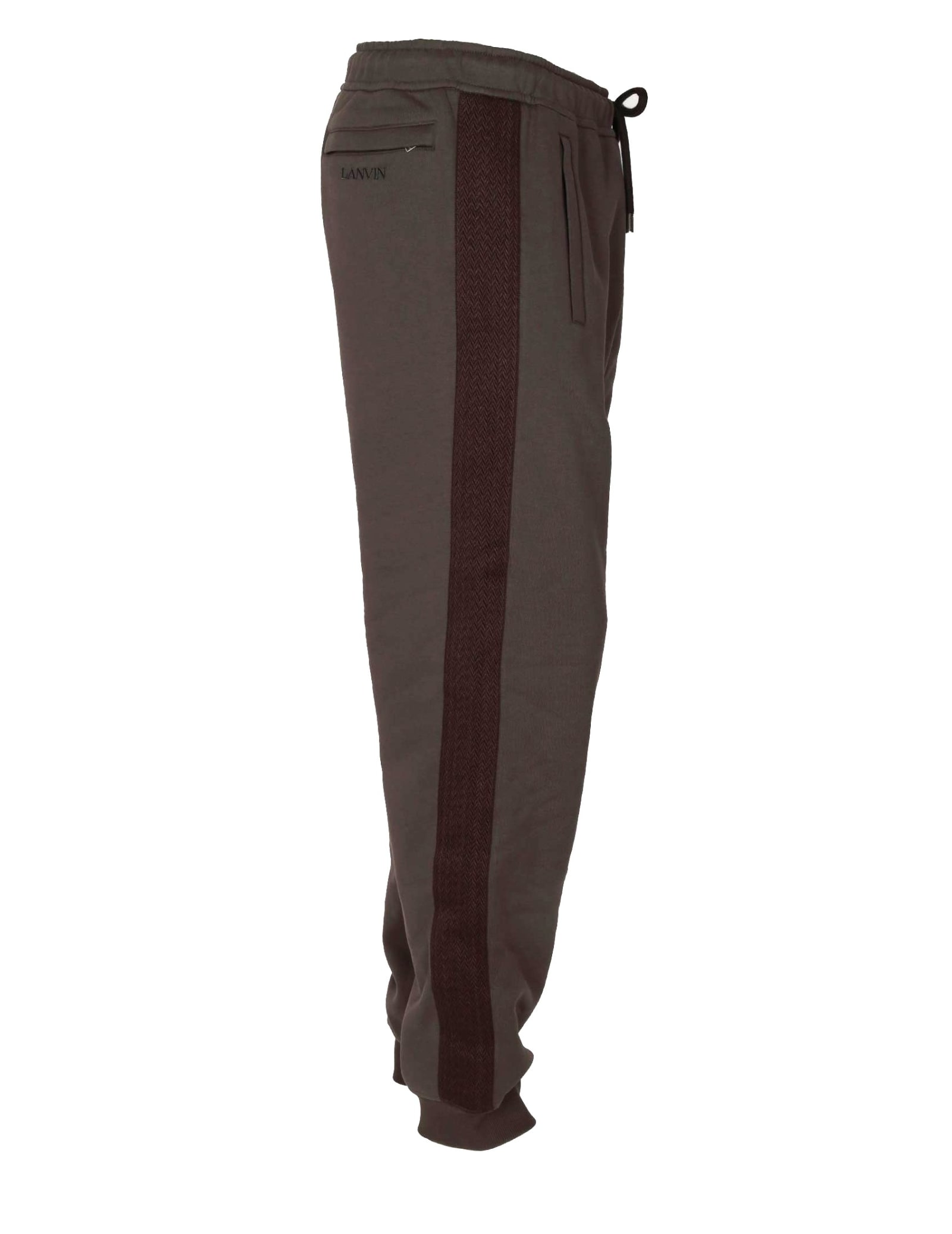 Shop Lanvin Side Curb Cotton Joggings In Brown