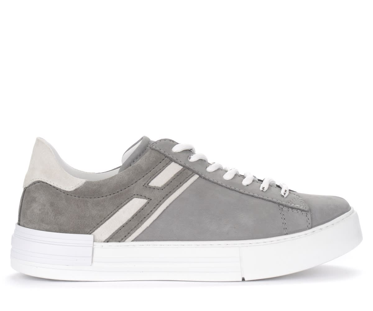 Hogan Rebel Sneaker In Grey And White Leather