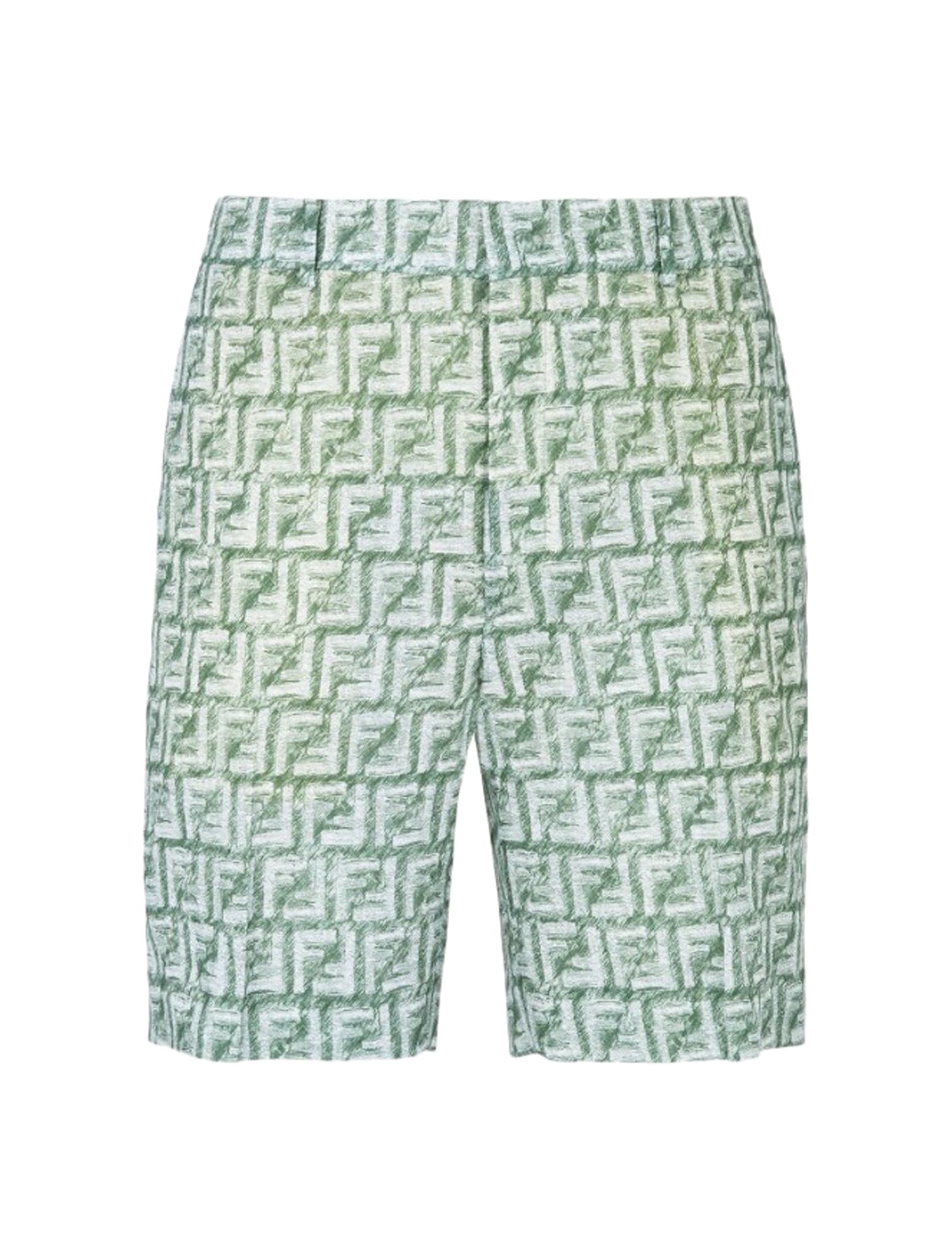 Shop Fendi Short Trousers Shorts Li Fringed Print Ff In Mtq Filirrea
