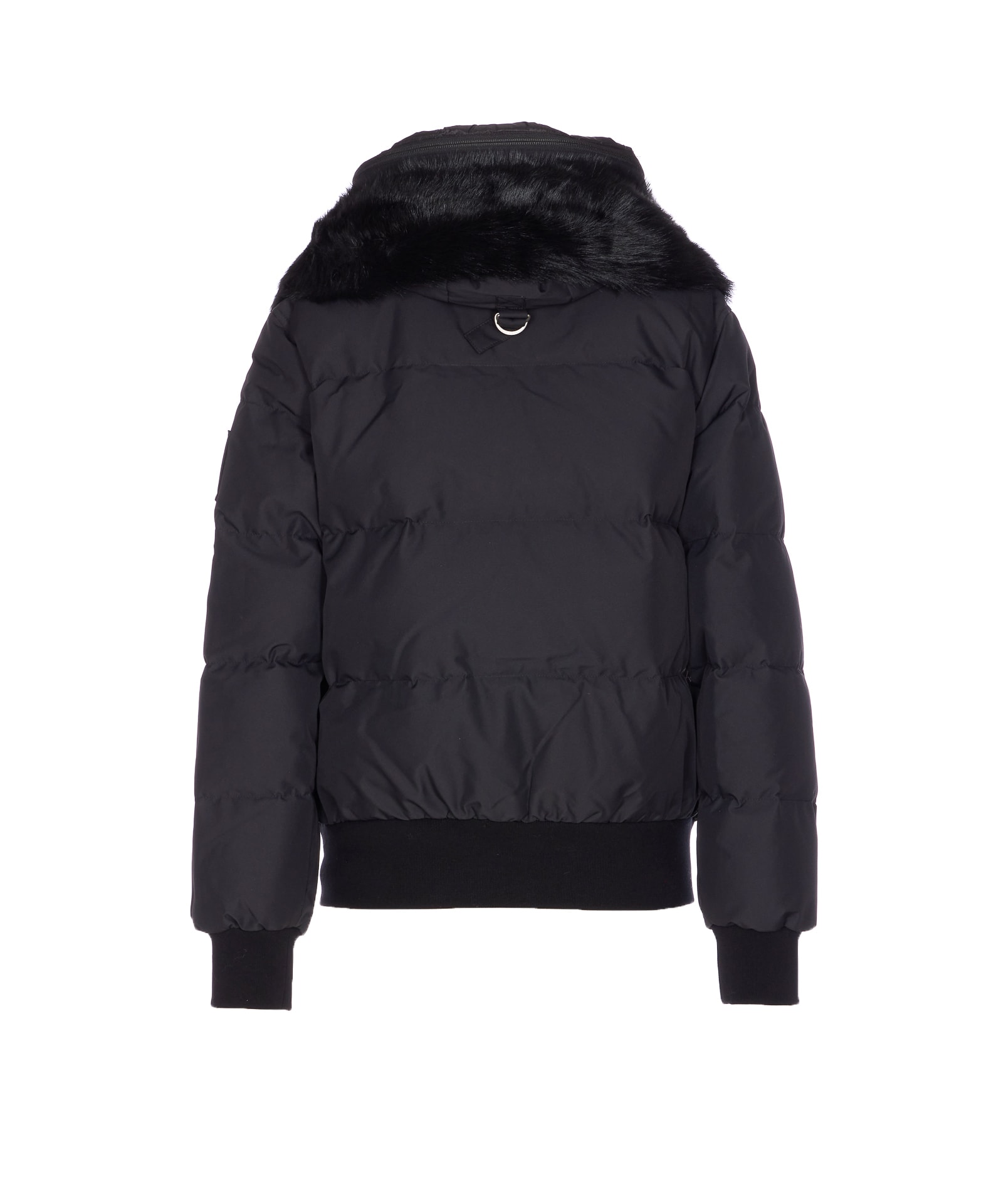 Moose Knuckles Puffy Black Jacket With High Collar In Black