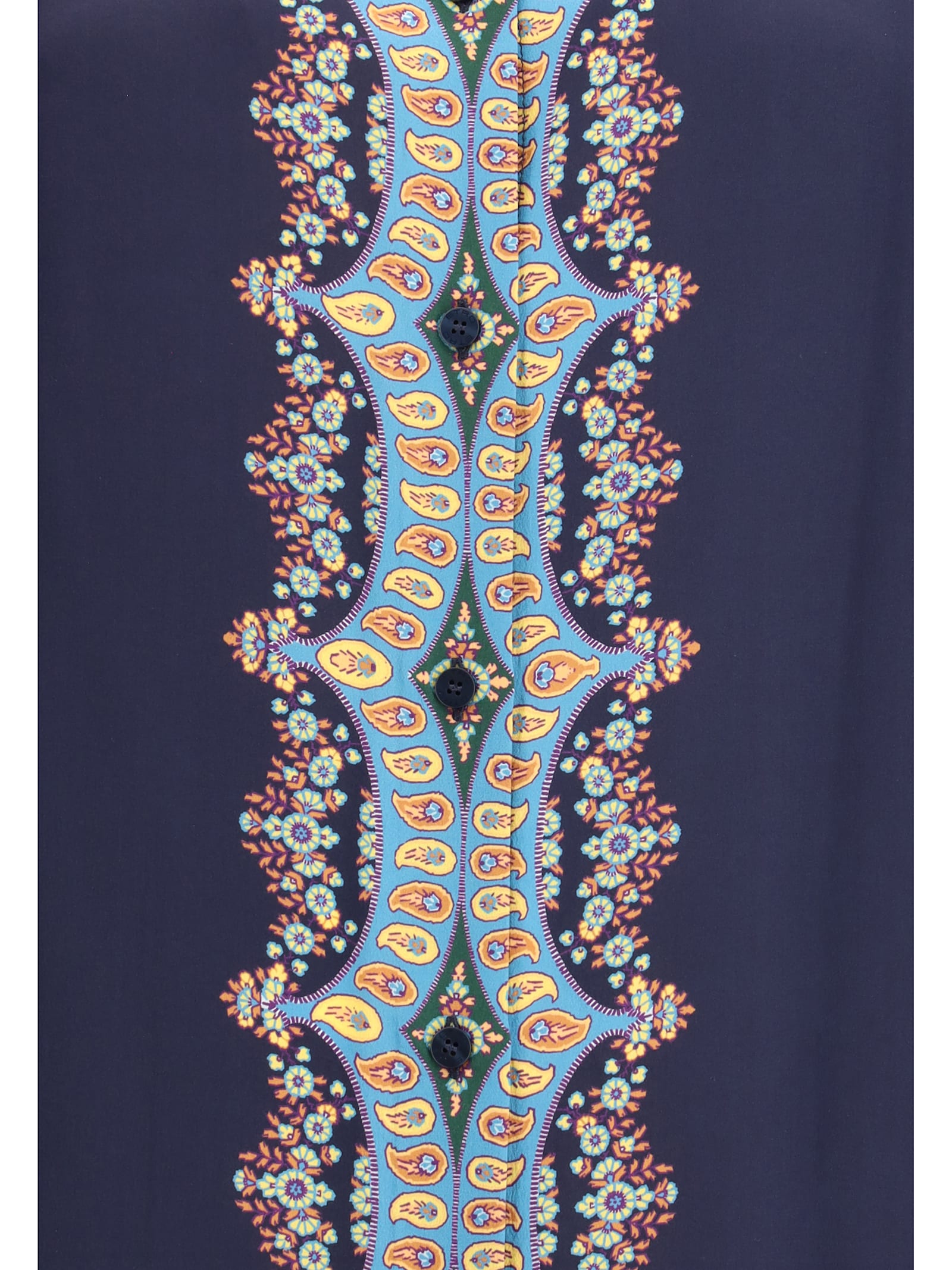 Etro Silk Shirt Paisley Print In Blue