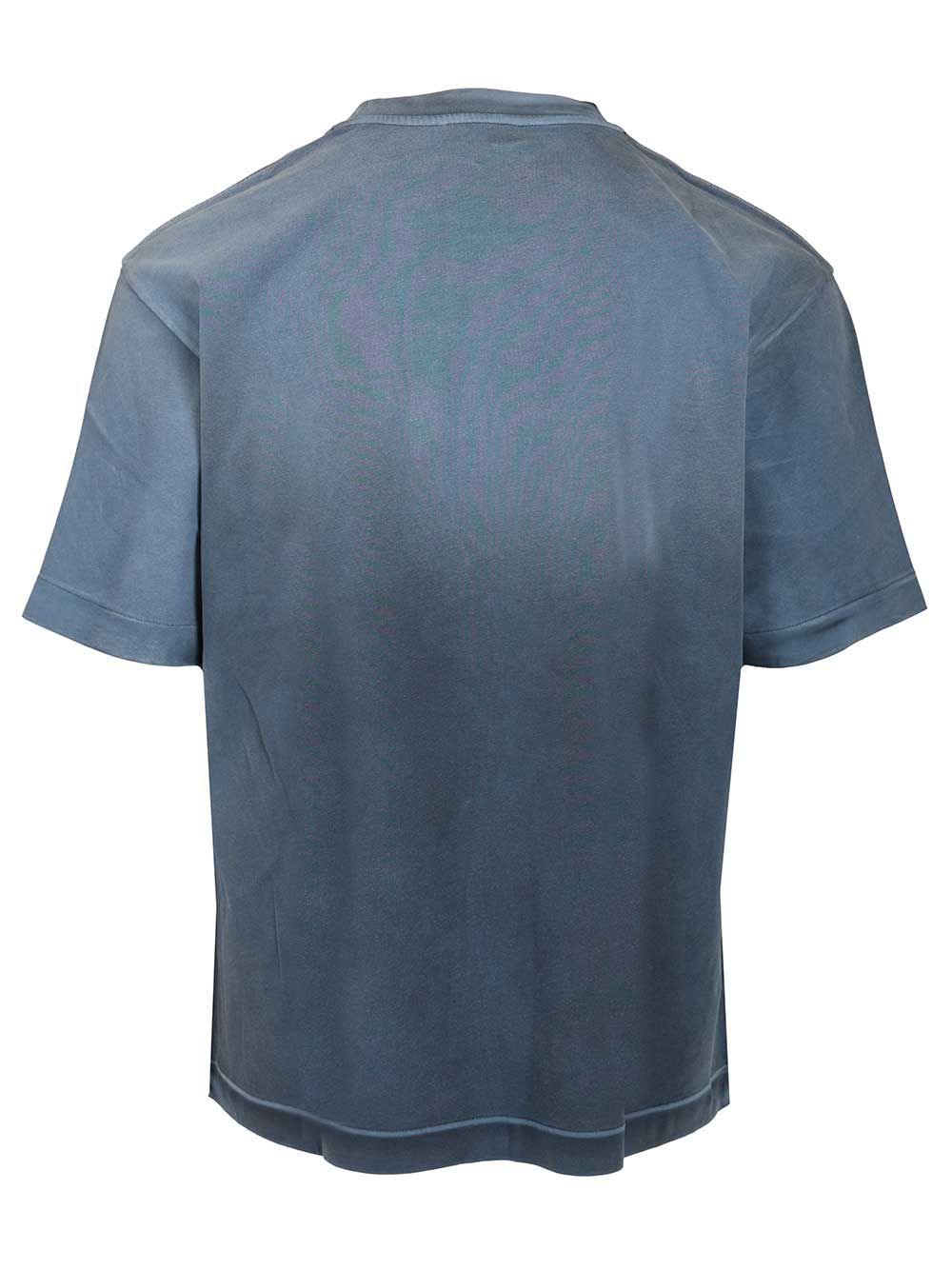 Off-white Vintage Round Neck Short Sleeve T-shirt In Blue