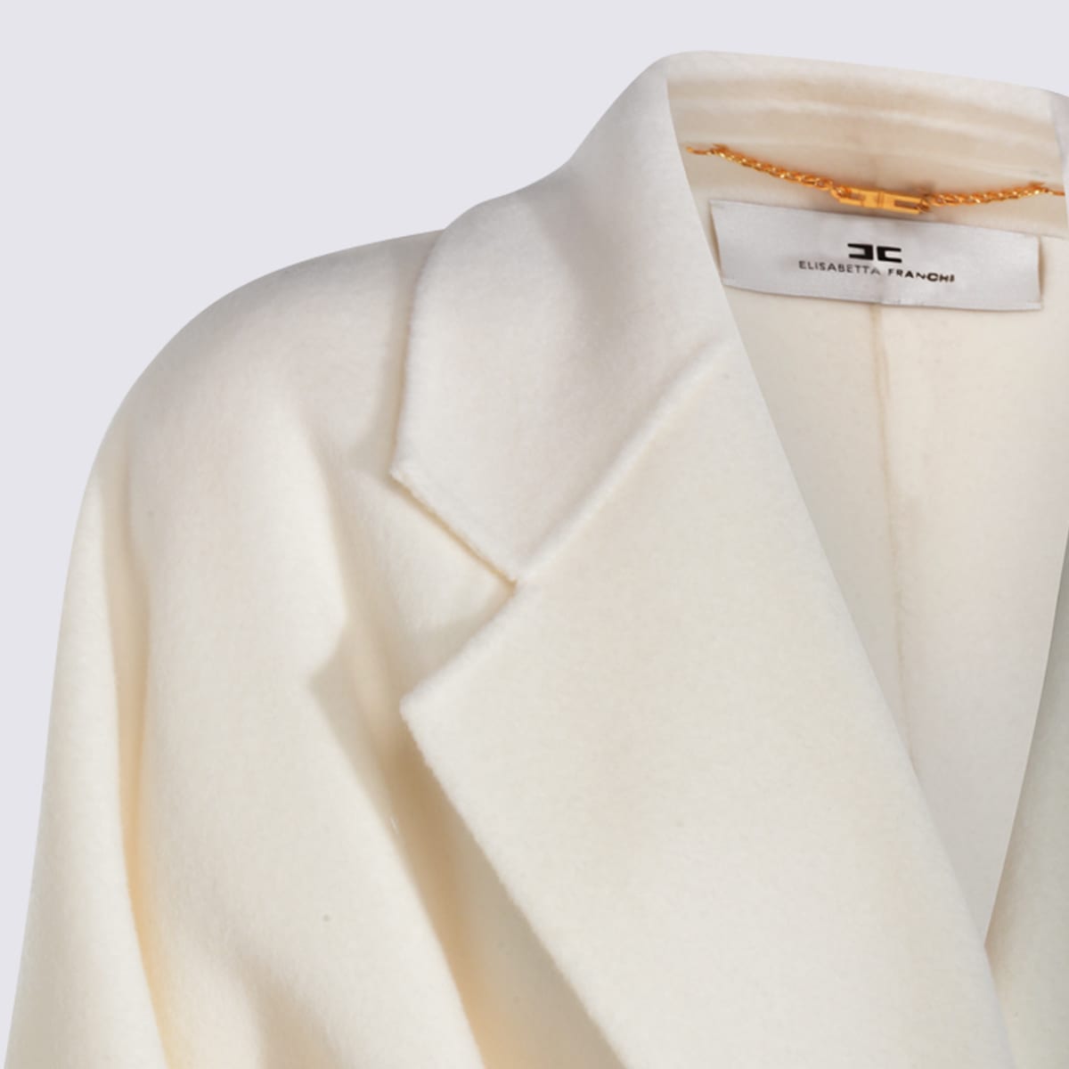 Elisabetta Franchi Belted Pocket Coat In Neutral