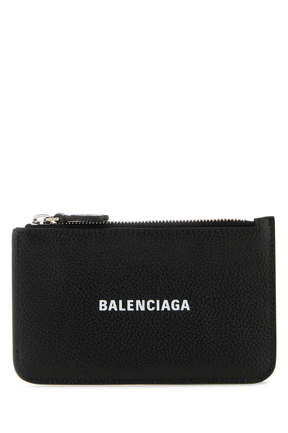 Shop Balenciaga Black Leather Card Holder In Blacklwhite