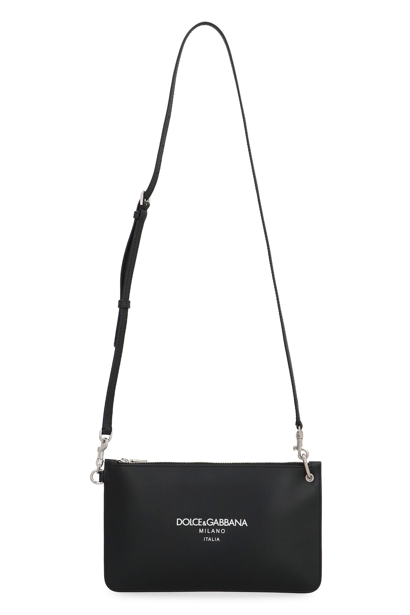 Dolce & Gabbana Necessaire Leather Flat Pouch In Black